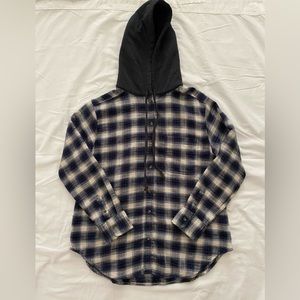 American Eagle blue hooded flannel